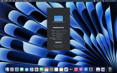 MacBook Pro A1989 13.3inch - i7-8569U 2.80 GHZ / 16 GB / 256 GB - 2019